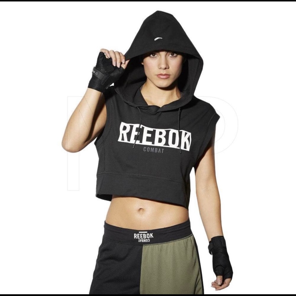 Reebok TLAF Sleeveless combat crop hoodie